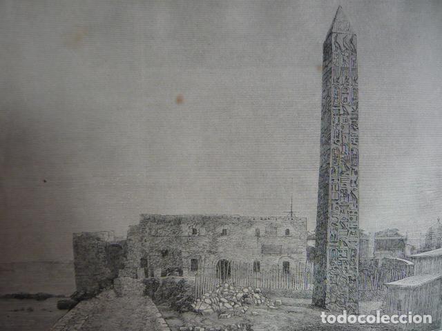 Arte: EGIPTO ALEJANDRIA OBELISCO GRABADO XILOGRAFICO XILOGRAFIA 1879