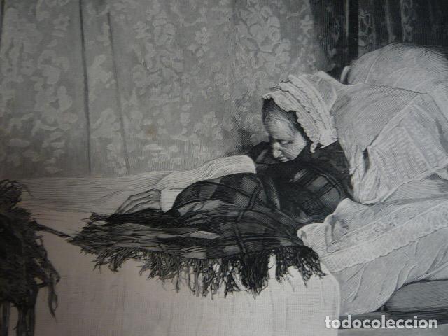 Arte: CONDESA DE MONTIJO MORIBUNDA GRABADO XILOGRAFICO XILOGRAFIA 1879