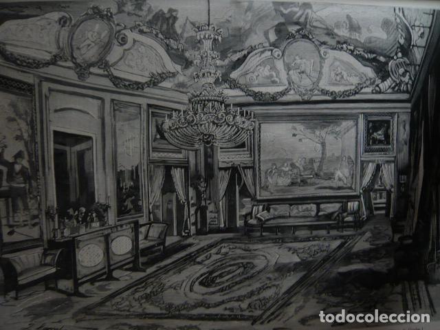 Arte: MADRID PALACIO DEL PARDO UN SALON GRABADO XILOGRAFICO XILOGRAFIA 1879
