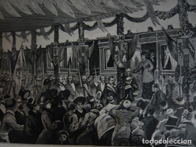 Arte: IRUN GUIPUZCOA LLEGADA DEL REY GRABADO XILOGRAFICO XILOGRAFIA 1879