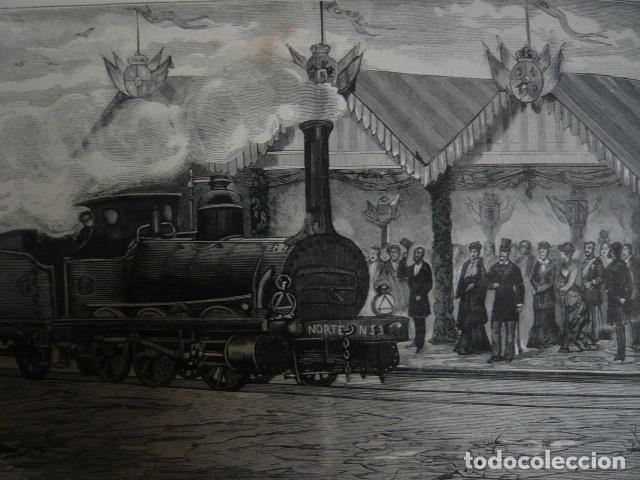Arte: MADRID TREN FERROCARRIL APEADERO REAL DE LA CASA DE CAMPO GRABADO XILOGRAFICO XILOGRAFIA 1879