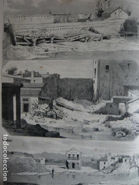 Arte: LORCA MURCIA ESTRAGOS TRAS INUNDACION GRABADO XILOGRAFICO XILOGRAFIA 1879
