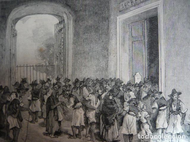 Arte: MURCIA SOCORRO TRAS INUNDACIONES GRABADO XILOGRAFICO XILOGRAFIA 1879