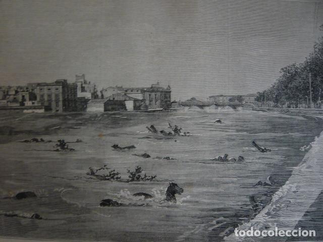Arte: MURCIA BARRIO DE SAN BENITO INUNDACIONES GRABADO XILOGRAFICO XILOGRAFIA 1879