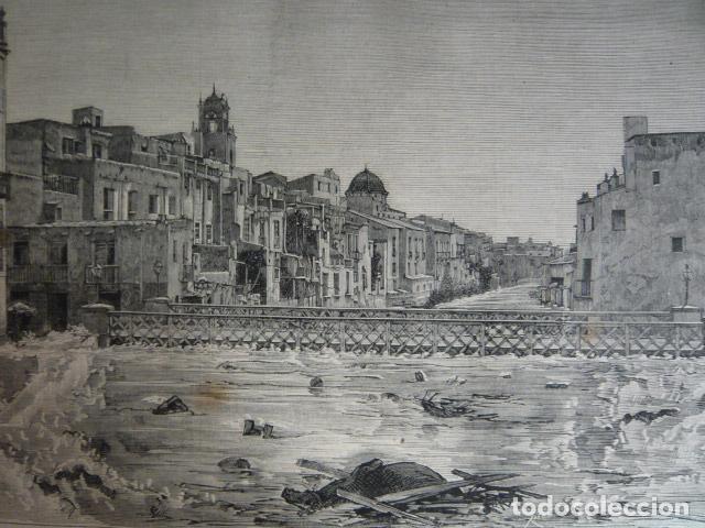 Arte: ORIHUELA ALICANTE INUNDACIONES GRABADO XILOGRAFICO XILOGRAFIA 1879