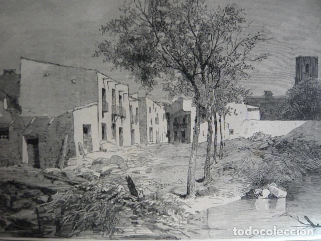 Arte: ORIHUELA ALICANTE DA&Ntilde;O INUNDACIONES GRABADO XILOGRAFICO XILOGRAFIA 1879
