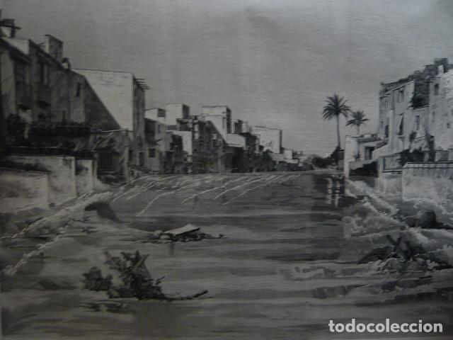 Arte: ORIHUELA ALICANTE DA&Ntilde;O INUNDACIONES GRABADO XILOGRAFICO XILOGRAFIA 1879