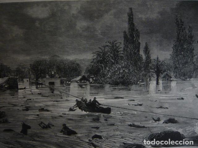 Arte: MURCIA EL MALECON DA&Ntilde;O INUNDACIONES GRABADO XILOGRAFICO XILOGRAFIA 1879