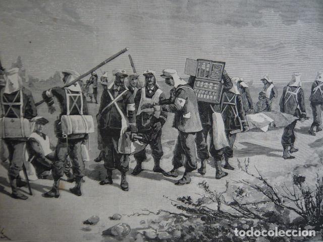 Arte: LIMA PRIMERA LLEGADA DE LA CRUZ ROJA GRABADO XILOGRAFICO XILOGRAFIA 1879