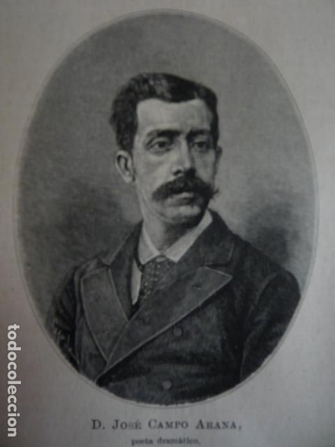 Arte: JOSE CAMPO ARANA POETA GRABADO XILOGRAFICO XILOGRAFIA 1879