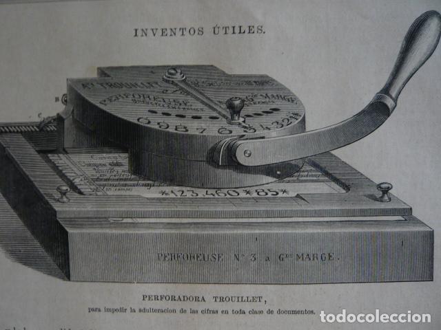Arte: PERFORADORA TROUILLET GRABADO XILOGRAFICO XILOGRAFIA 1879
