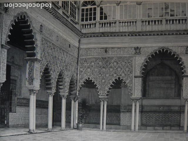 Arte: SEVILLA PATIO DE LAS DONCELLAS ALCAZARES GRABADO XILOGRAFICO XILOGRAFIA 1879