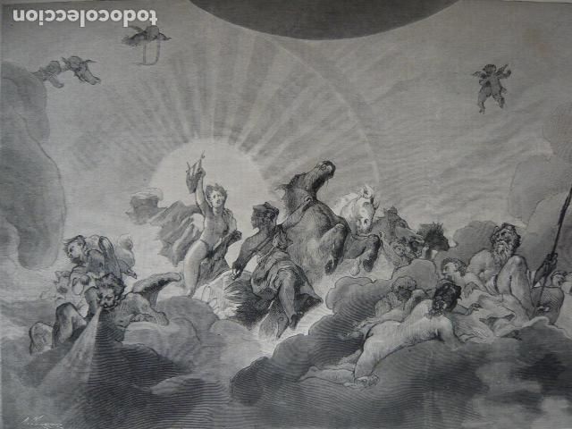 Arte: MADRID ALEGORIA TECHO TEATRO REAL GRABADO XILOGRAFICO XILOGRAFIA 1879