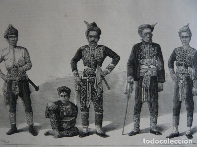 Arte: ISLAS FILIPINAS COMITIVA DEL SULTAN DE JOLO GRABADO XILOGRAFICO XILOGRAFIA 1879