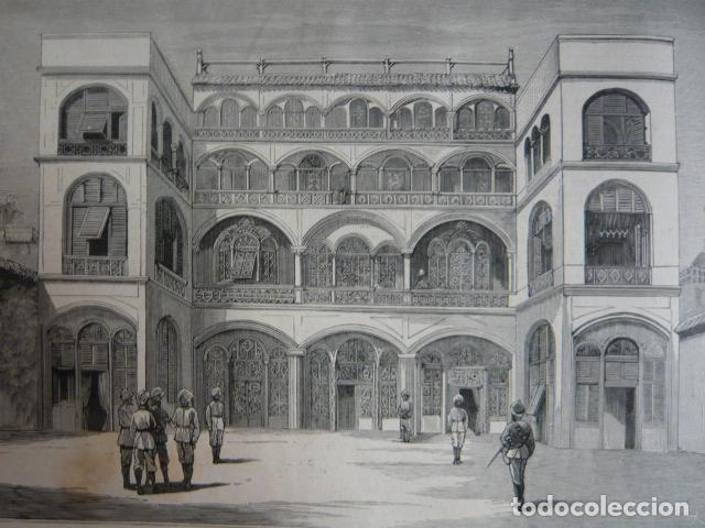 Arte: KABUL AGFANISTAN PALACIO EMBAJADA INGLESA GRABADO XILOGRAFICO XILOGRAFIA 1879