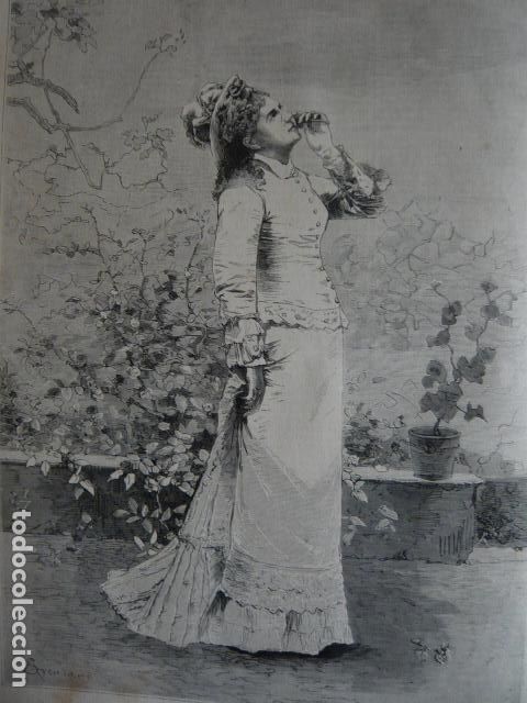 Arte: LA ULTIMA FLOR GRABADO XILOGRAFICO XILOGRAFIA 1879