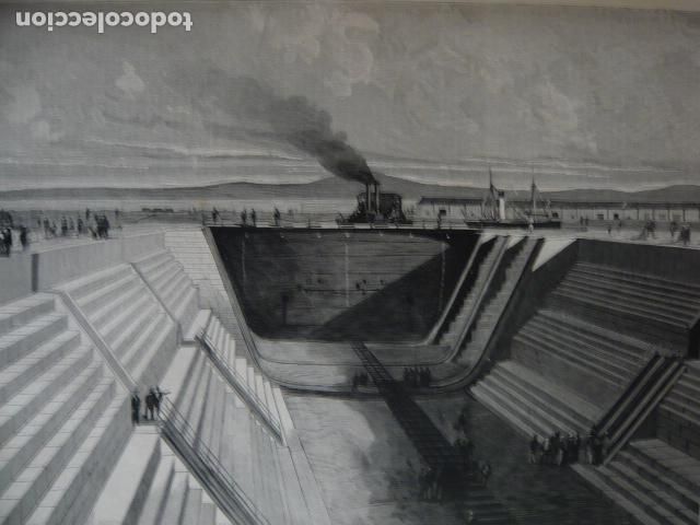 Art: EL FERROL CORU&Ntilde;A EL DIQUE DE LA CAMPANA GRABADO XILOGRAFICO XILOGRAFIA 1879