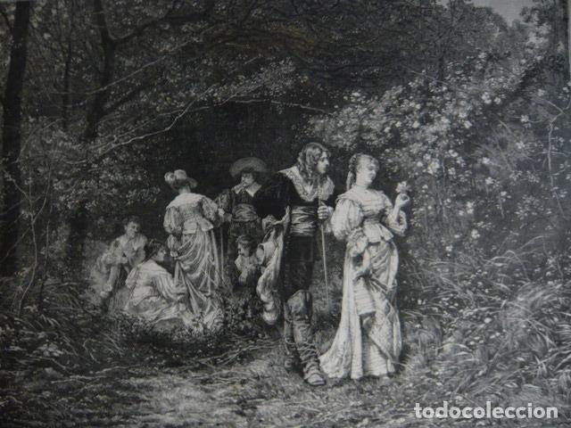 Kunst: EN LA ENRAMADA GRABADO XILOGRAFICO XILOGRAFIA 1879