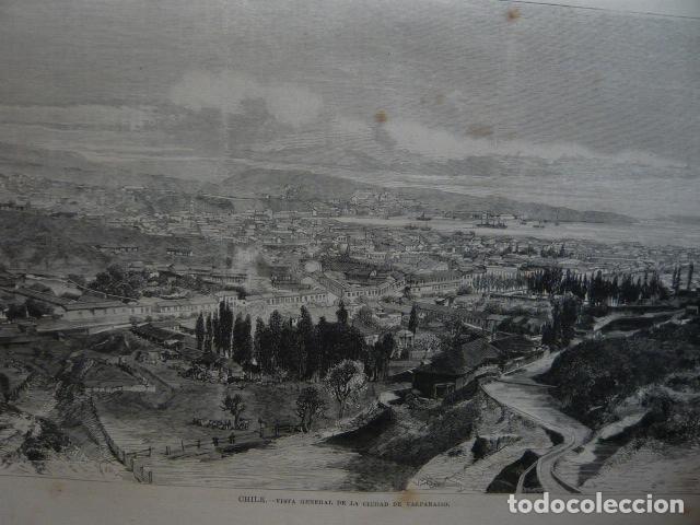 Arte: VALPARAISO CHILE VISTA GENERAL GRABADO XILOGRAFICO XILOGRAFIA 1879