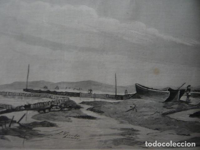 Arte: ARCACHON FRANCIA OSTRICULTURA GRABADO XILOGRAFICO XILOGRAFIA 1879