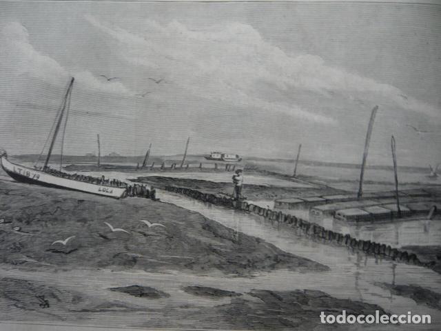 Arte: ARCACHON FRANCIA OSTRICULTURA GRABADO XILOGRAFICO XILOGRAFIA 1879