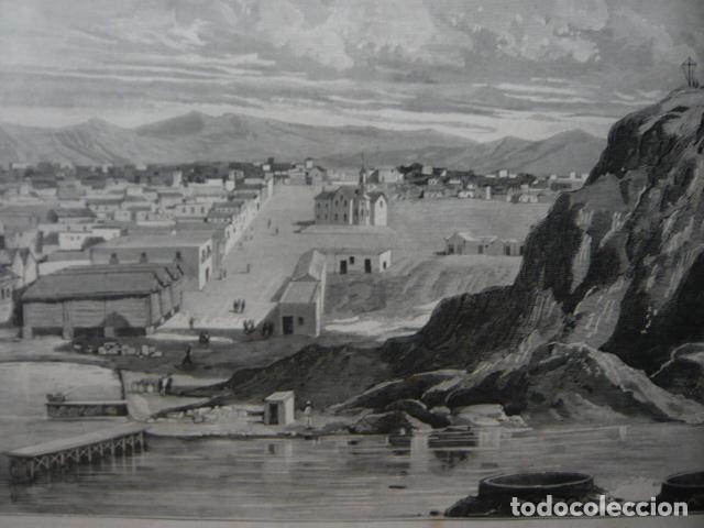 Arte: ARICA PERU UNA VISTA GRABADO XILOGRAFICO XILOGRAFIA 1879