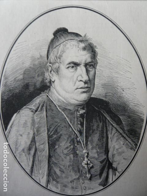 Art: JOSE CAIXAL ESTRADE OBISPO DE URGELL GRABADO XILOGRAFICO XILOGRAFIA 1879