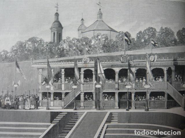 Arte: EL FERROL CORU&Ntilde;A EL DIQUE DE LA CAMPANA INAUGURACION GRABADO XILOGRAFICO XILOGRAFIA 1879