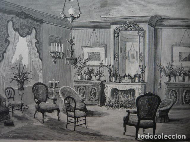 Arte: ARCACHON FRANCIA INTERIOR DE VILLA MONACO GRABADO XILOGRAFICO XILOGRAFIA 1879