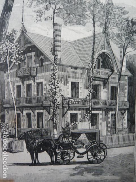 Arte: ARCACHON FRANCIA EXTERIOR DE VILLA BELLEGARDE GRABADO XILOGRAFICO XILOGRAFIA 1879