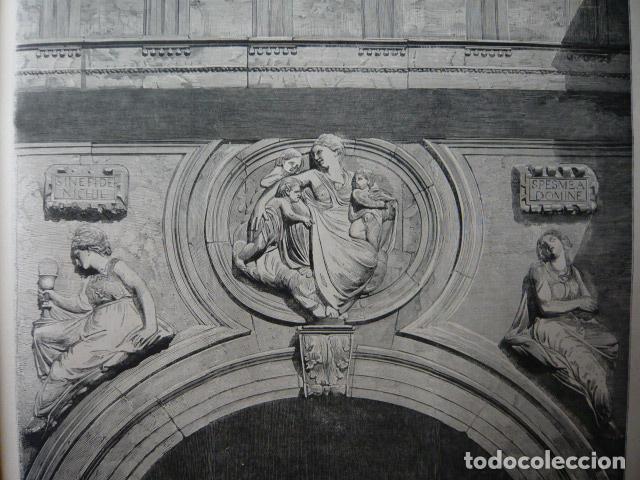 Arte: SEVILLA ALEGORIAS DEL HOSPITAL DE LA SANGRE GRABADO XILOGRAFICO XILOGRAFIA 1879