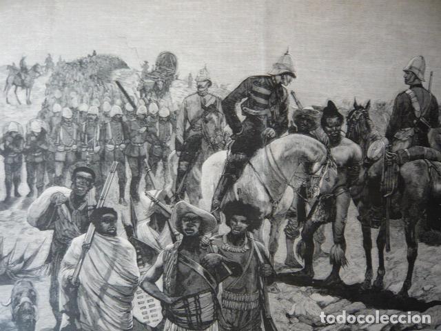 Arte: SUDAFRICA COLUMNA EJERCITO INGLES GRABADO XILOGRAFICO XILOGRAFIA 1879