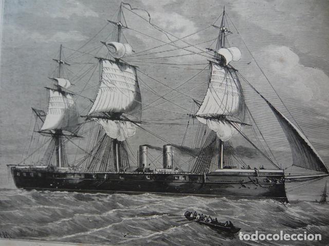Arte: CARTAGENA MURCIA EL CORBETA DE GUERRA ARAGON GRABADO XILOGRAFICO XILOGRAFIA 1879