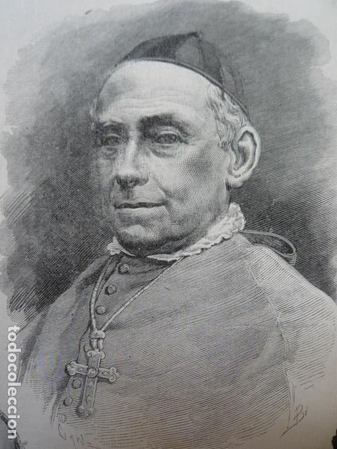 Arte: JOSE MARIA DE URQUINAONA OBISPO DE BARCELONA GRABADO XILOGRAFICO XILOGRAFIA 1879