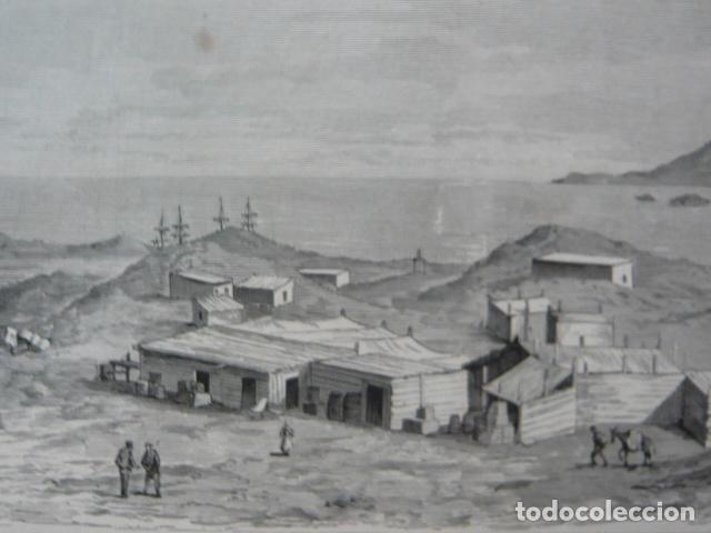 Art: IQUIQUE PERU CAMPAMENTO DE LEPANTO GRABADO XILOGRAFICO XILOGRAFIA 1879