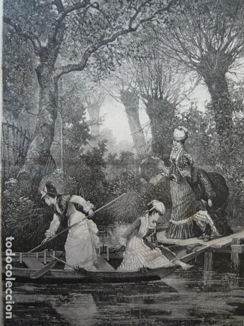Arte: PASATIEMPO DE BA&Ntilde;ISTAS GRABADO XILOGRAFICO XILOGRAFIA 1879