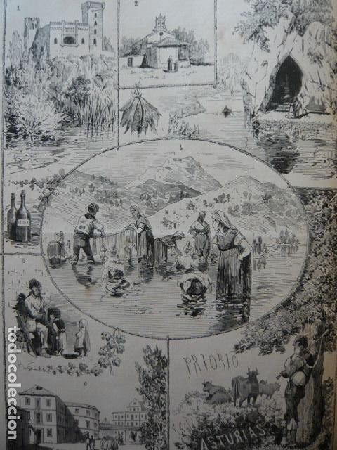 Arte: PRIORIO ASTURIAS VARIAS VISTAS GRABADO XILOGRAFICO XILOGRAFIA 1879