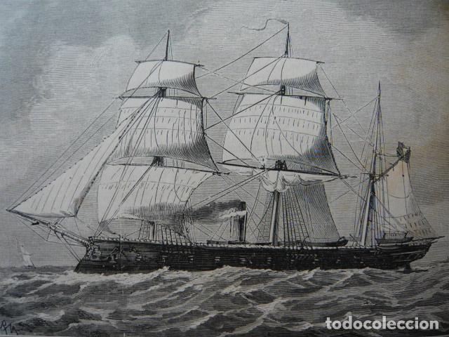 Arte: LA FRAGATA PERUANA INDEPENDENCIA GRABADO XILOGRAFICO XILOGRAFIA 1879