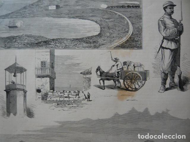 Arte: IQUIQUE PERU EPISODIOS DEL BLOQUEO GRABADO XILOGRAFICO XILOGRAFIA 1879