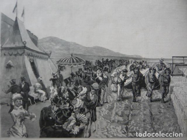 Arte: MADRID MUESTRA DE MAQUINAS SEGADORAS GRABADO XILOGRAFICO XILOGRAFIA 1879