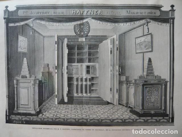 Arte: HAFFNER COFRES DE SEGURIDAD CAJA FUERTES GRABADO XILOGRAFICO XILOGRAFIA 1879