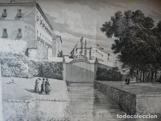 Arte: SAN ILDEFONSO SEGOVIA ESTANQUE EN PALACIO DE LA GRANJA GRABADO XILOGRAFICO XILOGRAFIA 1879