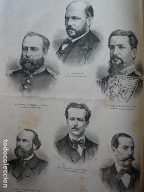 Arte: CHILE PRESIDENTE Y CARGOS PUBLICOS GRABADO XILOGRAFICO XILOGRAFIA 1879