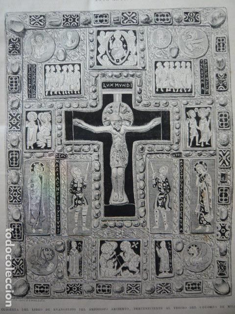 Arte: EVANGELIO DEL ARZOBISPO ARIBERTO GRABADO XILOGRAFICO XILOGRAFIA 1879