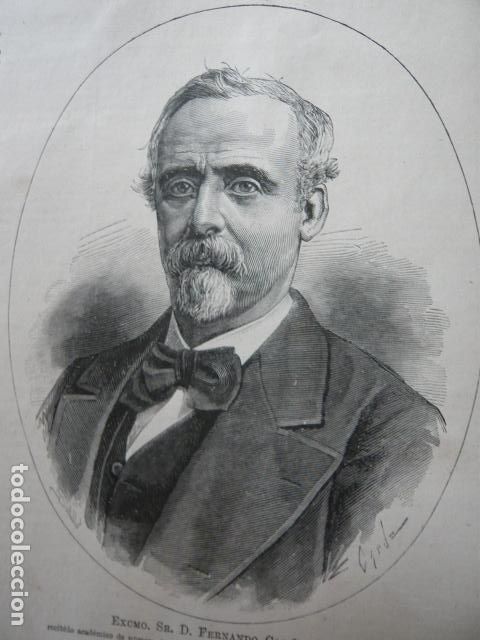 Arte: FERNANDO COS-GAYON ACADEMICO CIENCIAS MORALES GRABADO XILOGRAFICO XILOGRAFIA 1879