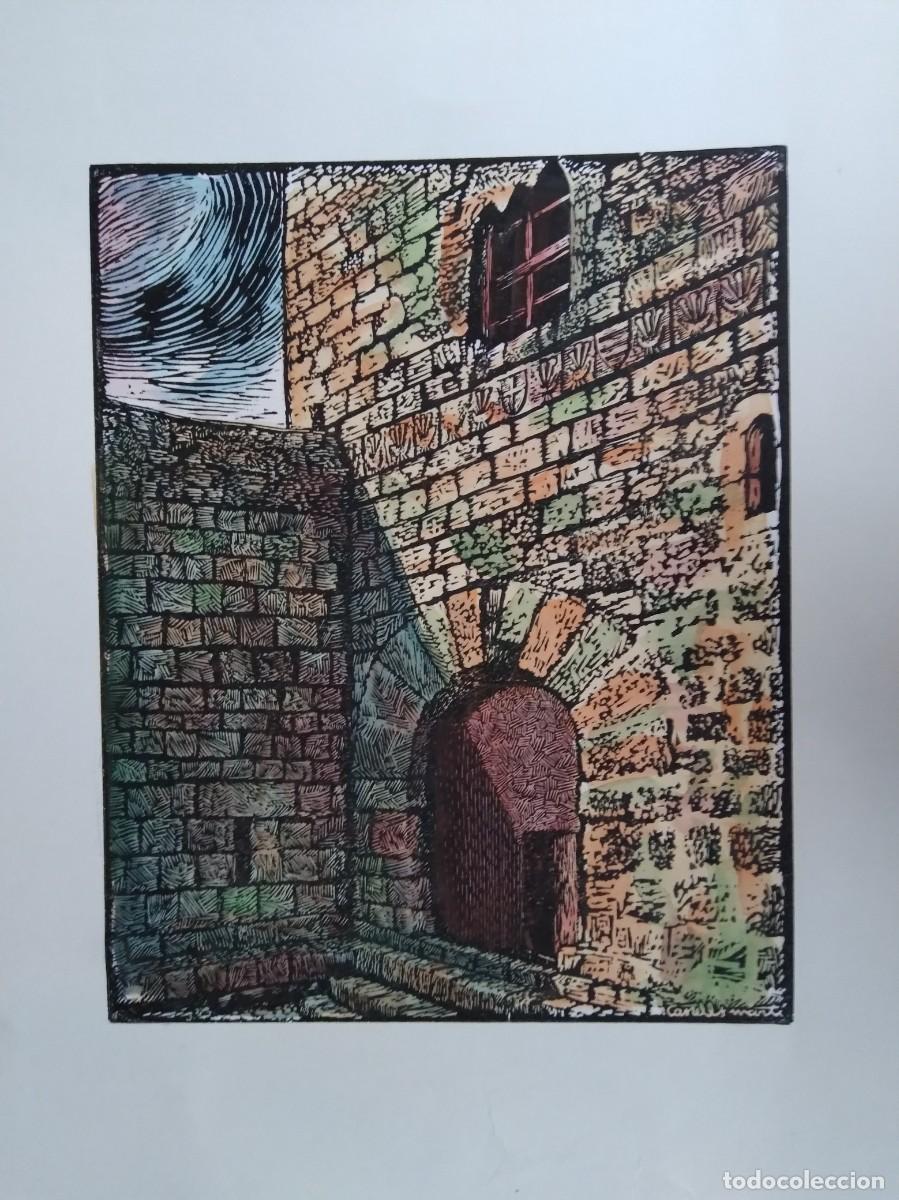 Arte: XILOGRAFIA ORIGINAL COLOREADA A MANO* PORTON JOAN CASTELLS*1906*1980