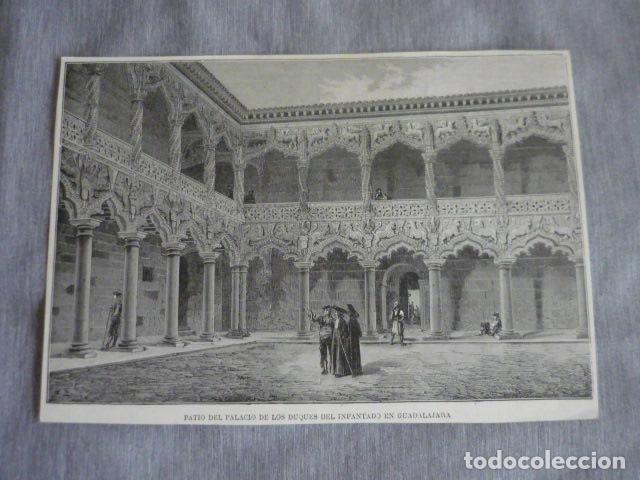 Arte: GUADALAJARA PALACIO DEL INFANTADO XILOGRAFIA SIGLO XIX SOBRE CARTULINA 17 X 24,5 CM