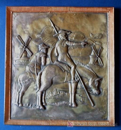 Arte: RELIEVE EN METAL ESCENA DEL QUIJOTE - Foto 1