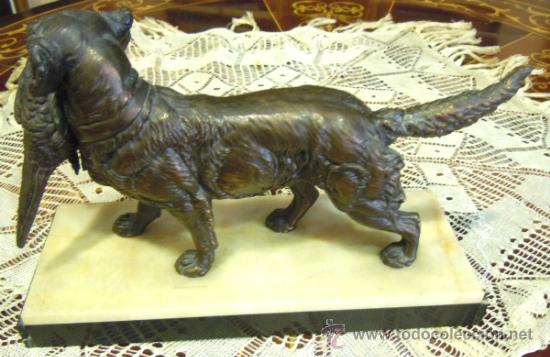 Arte: PERRO DE CAZA EN CALAMINA DE FINALES DEL XIX - Foto 3