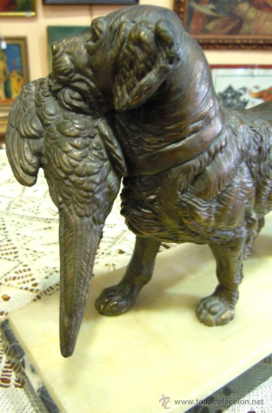 Arte: PERRO DE CAZA EN CALAMINA DE FINALES DEL XIX - Foto 2